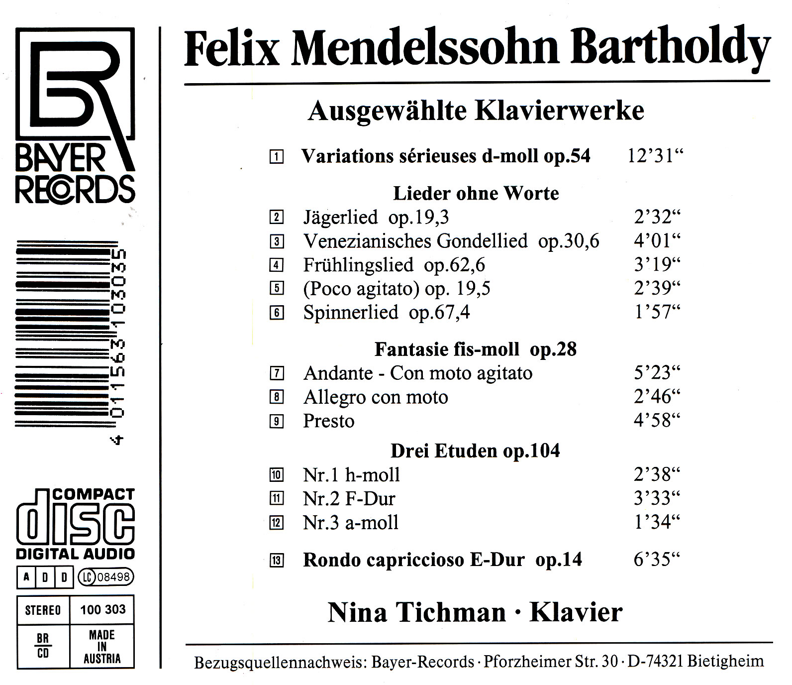 Felix Mendelssohn Bartholdy - Klavierwerke