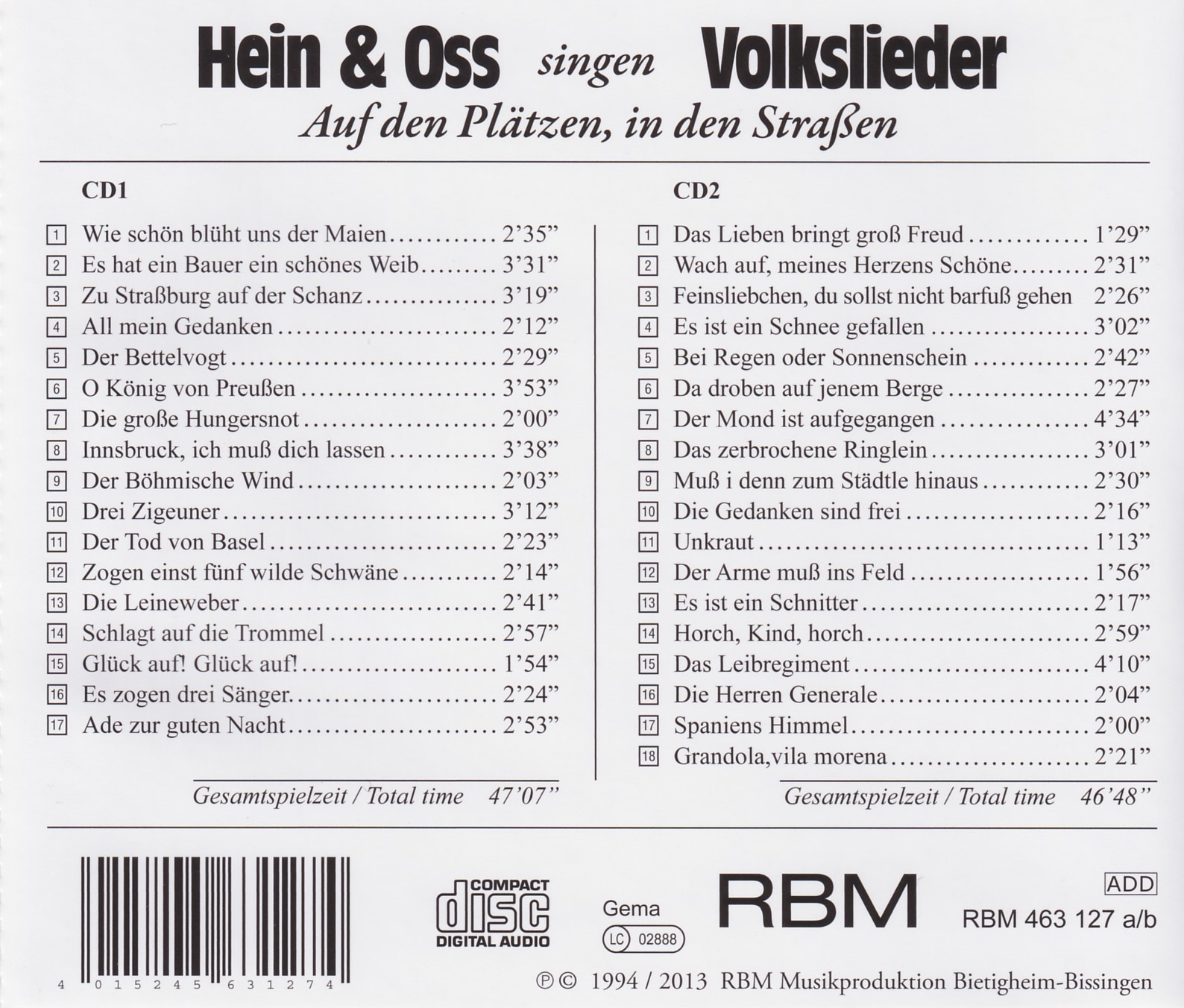 Hein & Oss singen Volkslieder - Auf den Plätzen, in den Straßen