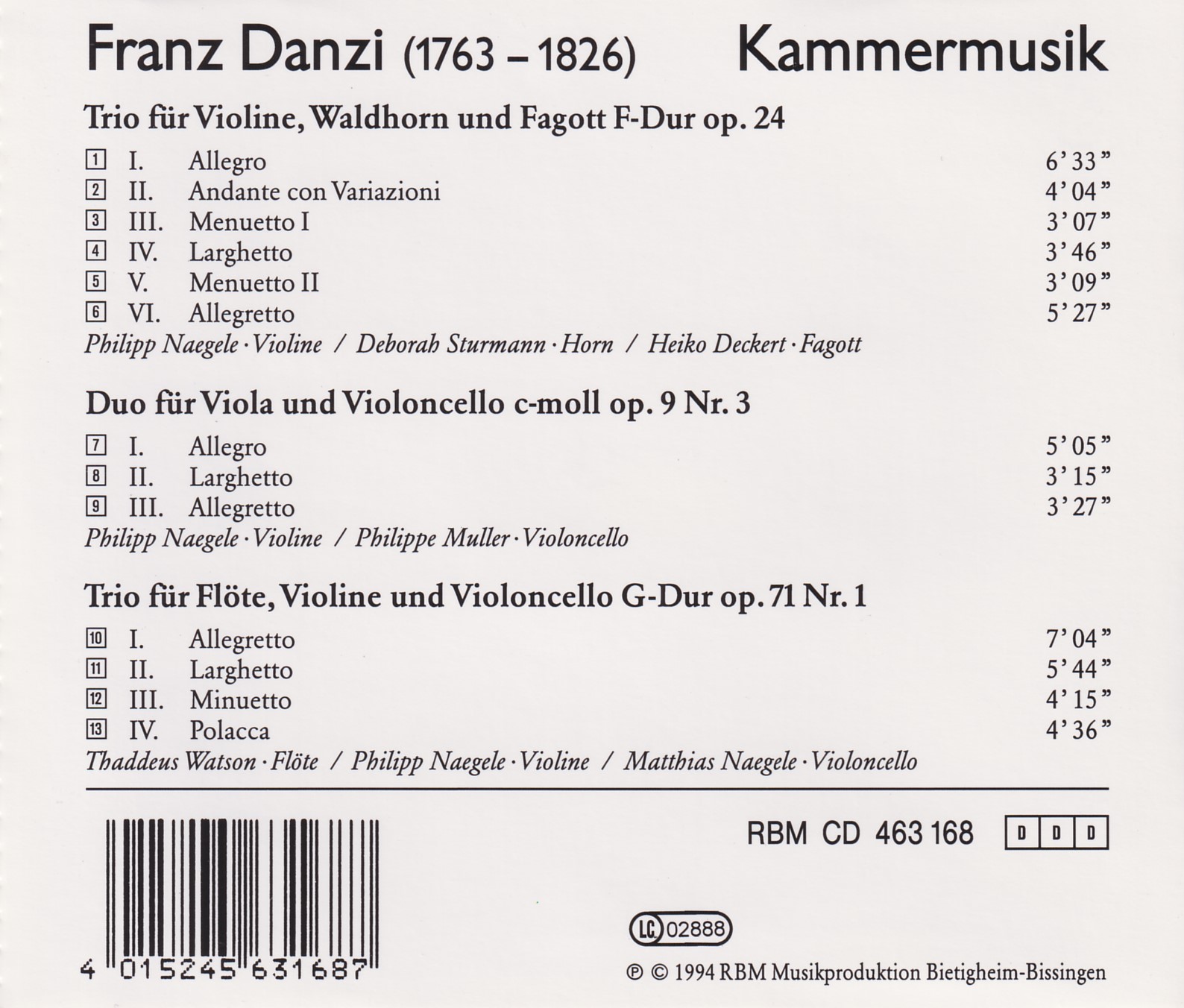 Franz Danzi - Kammermusik