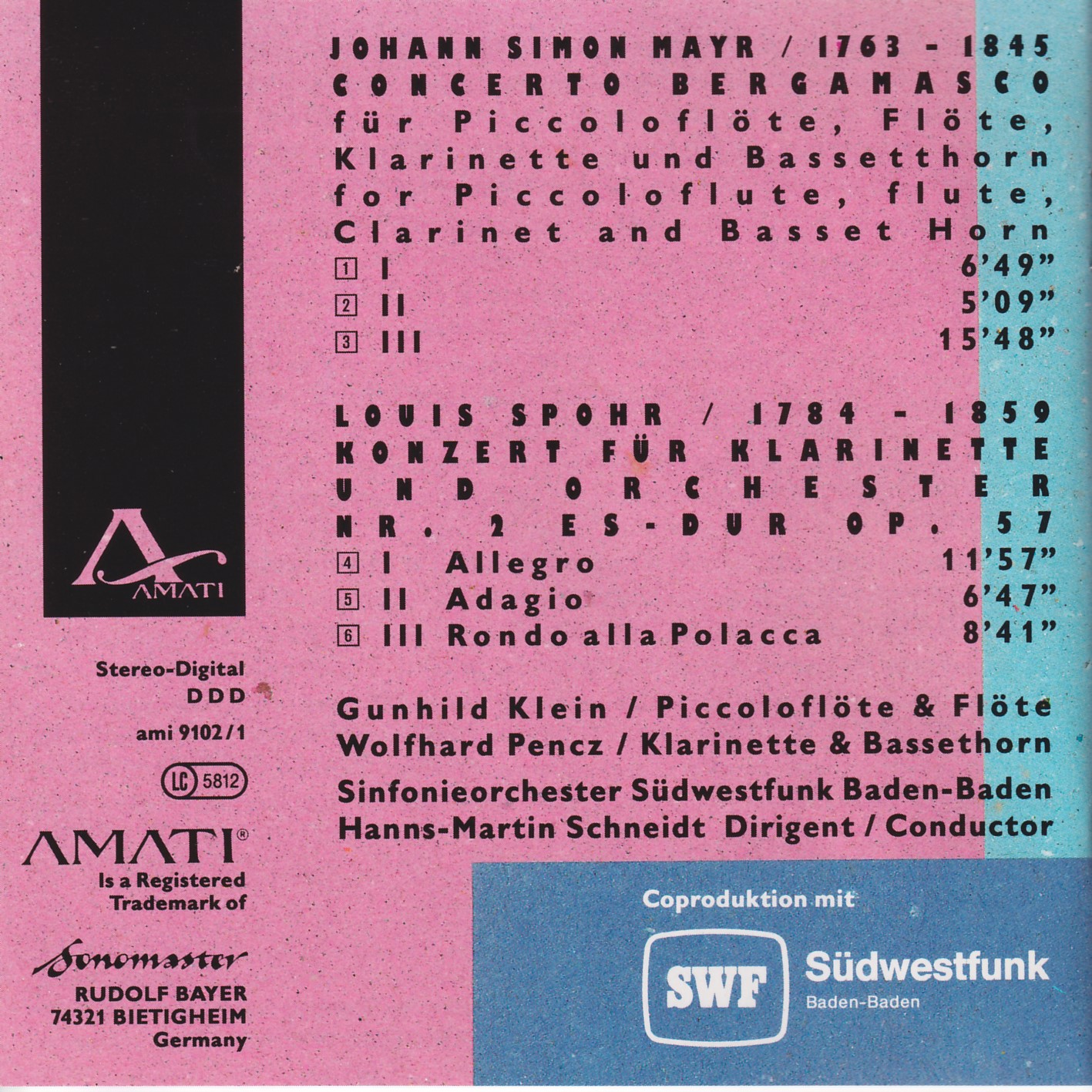 Johann Simon Mayr / Louis Spohr - Klarinettenkonzerte