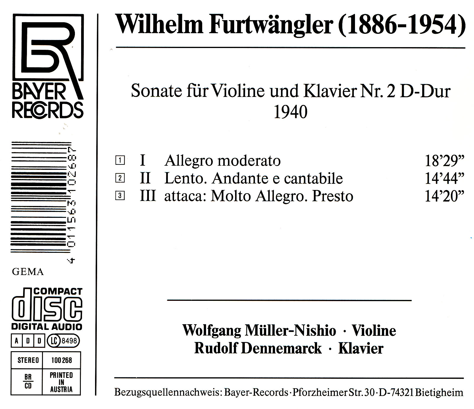 Wilhelm Furtwängler - Violinsonate
