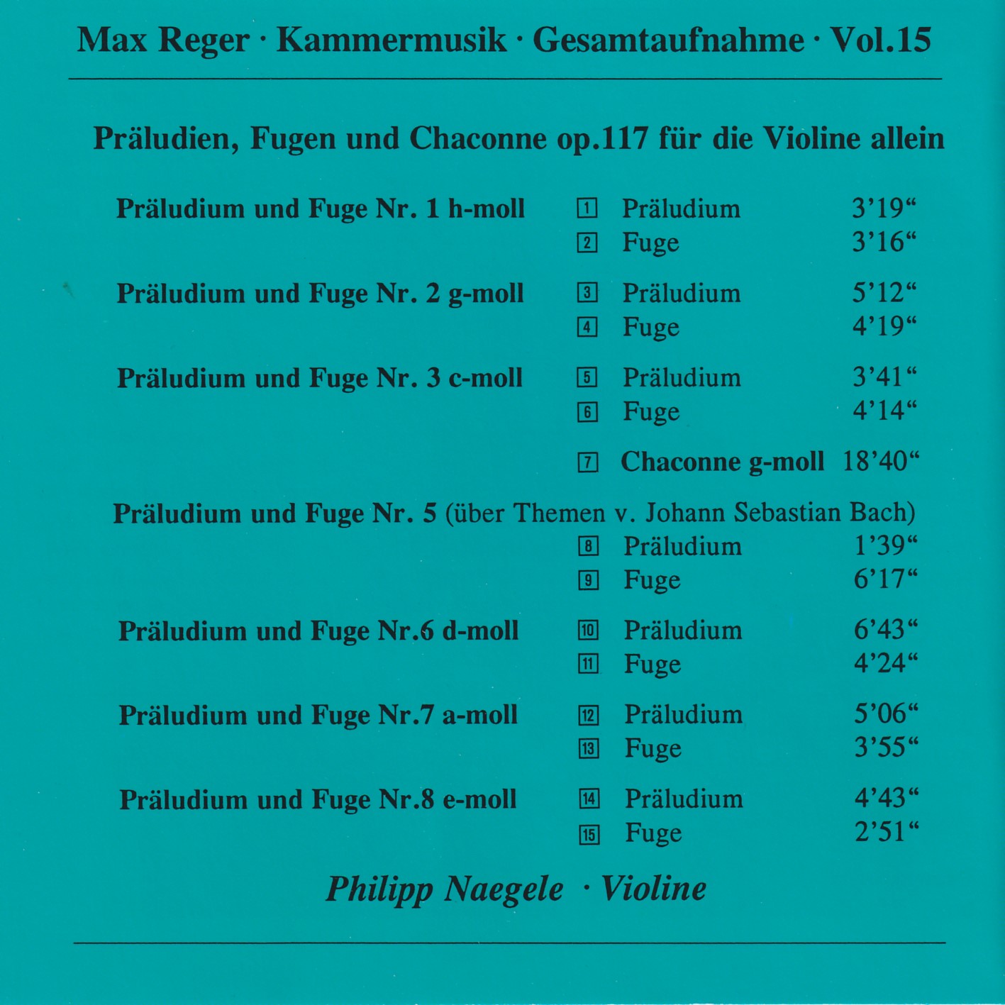 Max Reger - Kammermusik komplett Vol. 15